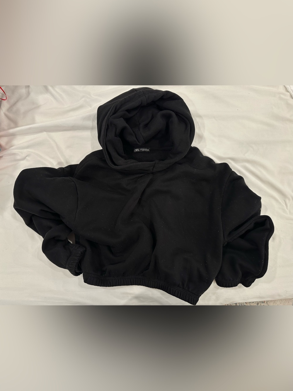 Zara Black Cropped Hooded Sweater